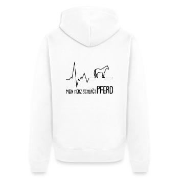 mein herz schlägt pferd - Unisex Premium Bio Zip Hoodie - Weiß - Hinten - Thijin (182cm)