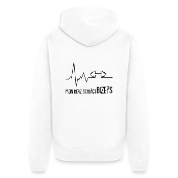 mein herz schlägt bizeps - Unisex Premium Bio Zip Hoodie - Weiß - Hinten - Thijin (182cm)