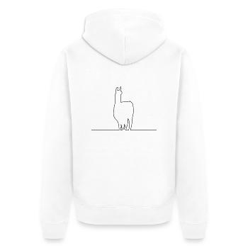 lama silhouette kontur - Unisex Premium Bio Zip Hoodie - Weiß - Hinten - Thijin (182cm)