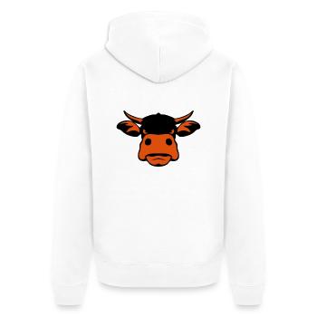 Kuh feroce - Unisex Premium Bio Zip Hoodie - Weiß - Hinten - Thijin (182cm)