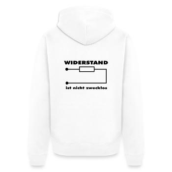 Widerstand ist nicht zwecklos - Unisex Premium Bio Zip Hoodie - Weiß - Hinten - Thijin (182cm)