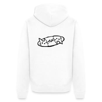 Logo Meow 2 Katzen - Unisex Premium Bio Zip Hoodie - Weiß - Hinten - Thijin (182cm)