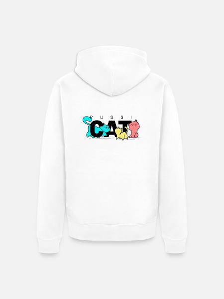 pussi cats schwarz - Unisex Premium Bio Zip Hoodie - Weiß