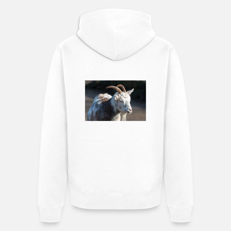 Zwergziege oder Zwergziege - Unisex Premium Bio Zip Hoodie - Weiß