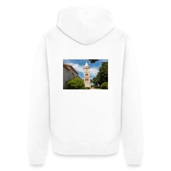 St.-Georgs-Kirche, Primošten, Šibenik-Knin, Kroatien - Unisex Premium Bio Zip Hoodie - Weiß - Hinten - Thijin (182cm)
