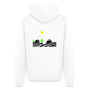 Tractor Farm - Unisex Premium Organic Zip Hoodie - white - Back - Thijin (182cm)