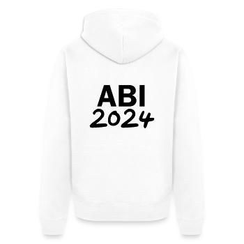 Abi 2024 Abitur 24 - Unisex Premium Bio Zip Hoodie - Weiß - Hinten - Thijin (182cm)