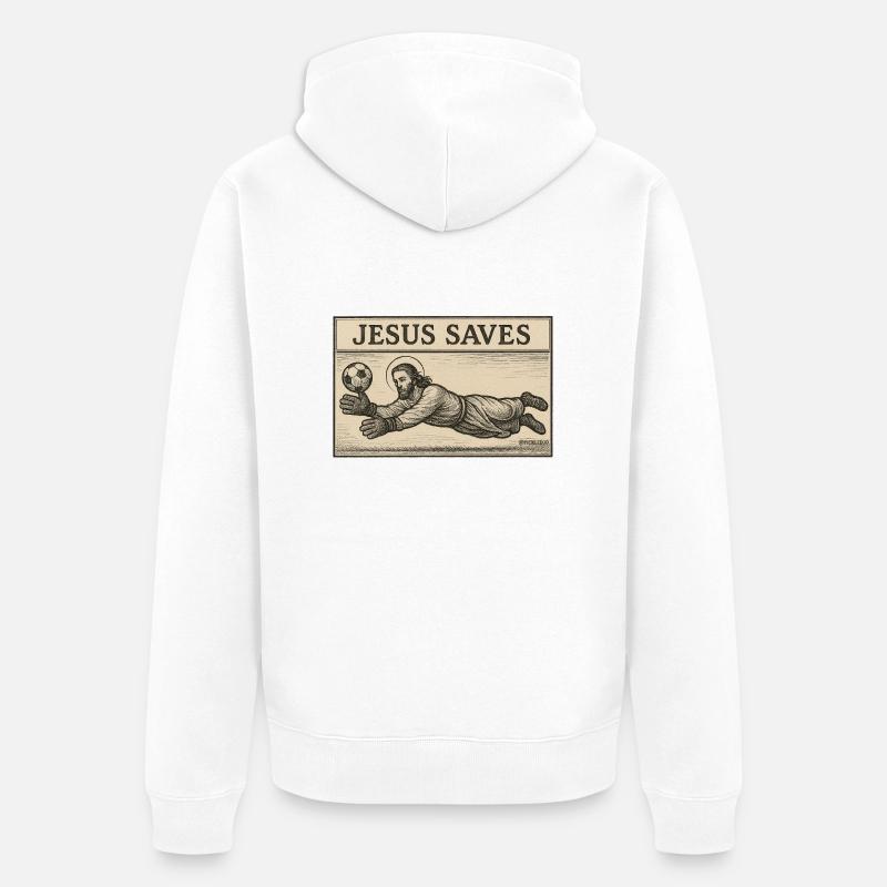 Jésus sauve – Divin LOLs - Veste à capuche bio Premium Unisexe - blanc