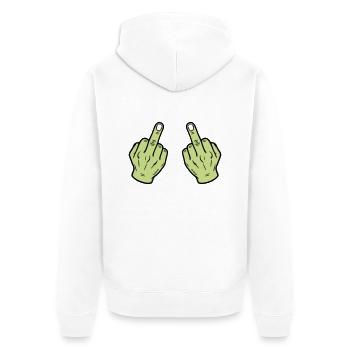 Doigt du milieu main coquine - Veste à capuche bio Premium Unisexe - blanc - Dos - Thijin (182cm)