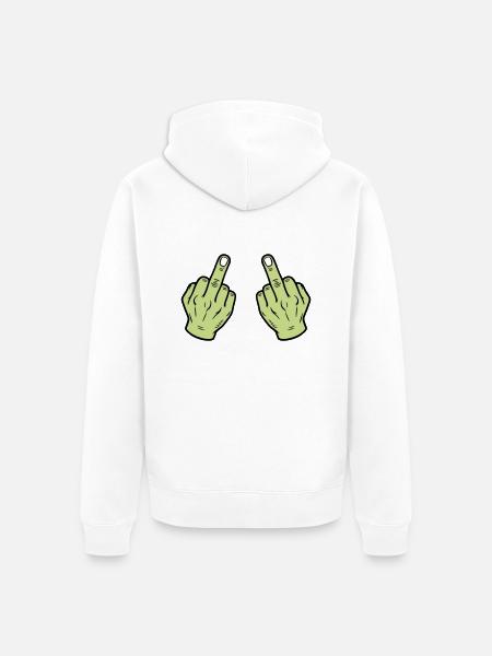 Middle Finger Hand Naughty - Unisex Premium Organic Zip Hoodie - white