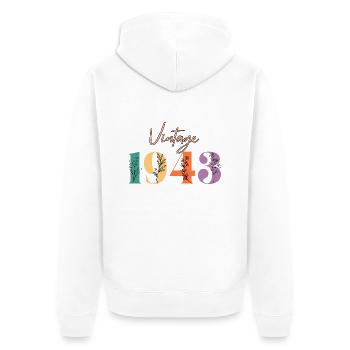 Vintage 1943 Floral - Unisex Premium Organic Zip Hoodie - white - Back - Thijin (182cm)