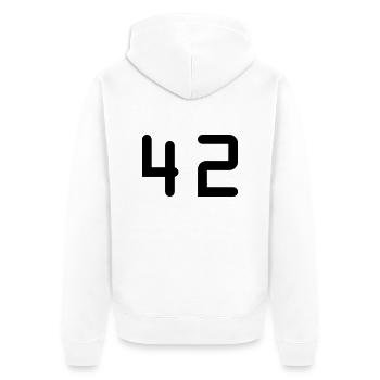 42 - Unisex Premium Bio Zip Hoodie - Weiß - Hinten - Thijin (182cm)