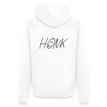 Der original HONK - Unisex Premium Bio Zip Hoodie - Weiß - Hinten - Thijin (182cm)