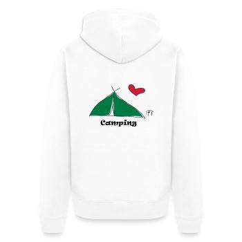 Camping - Unisex Premium Bio Zip Hoodie - Weiß - Hinten - Thijin (182cm)