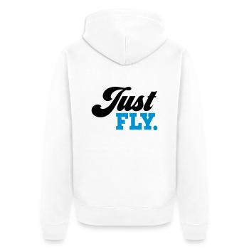 fliegen - Unisex Premium Bio Zip Hoodie - Weiß - Hinten - Thijin (182cm)