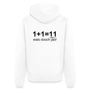 1+1 Mathe lustiger Spruch Dumme Sprüche Schule fun - Unisex Premium Bio Zip Hoodie - Weiß - Hinten - Thijin (182cm)
