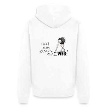Ich bin dann mal weg! - Unisex Premium Bio Zip Hoodie - Weiß - Hinten - Thijin (182cm)