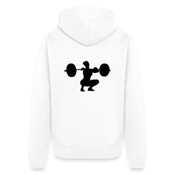 Umsetzen Hocke Frau - Unisex Premium Bio Zip Hoodie - Weiß - Hinten - Thijin (182cm)