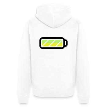 battery - Unisex Premium Bio Zip Hoodie - Weiß - Hinten - Thijin (182cm)
