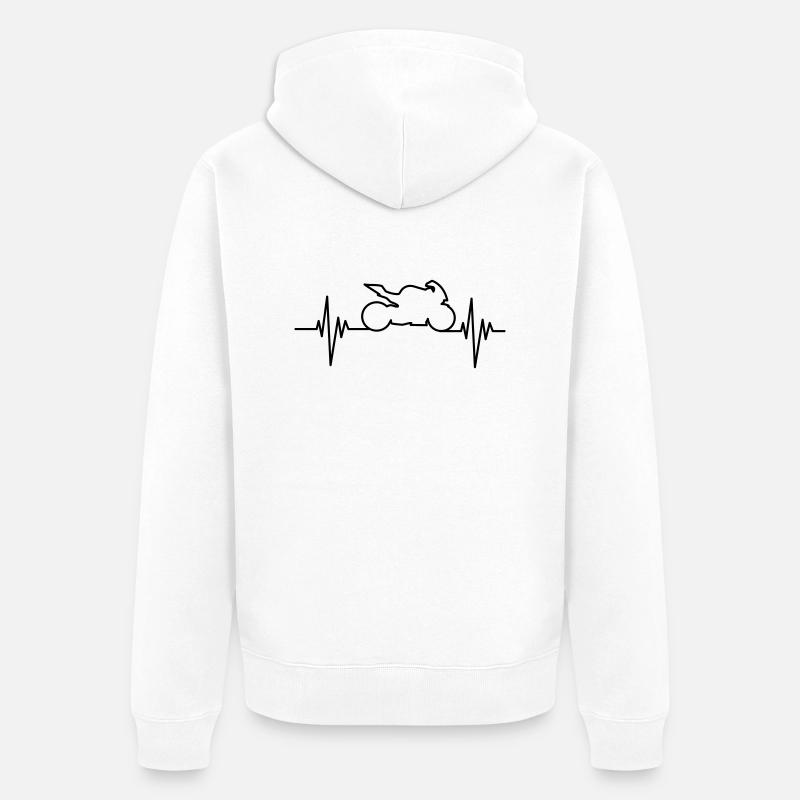 Motorcycle Pulse - Unisex Premium Bio Zip Hoodie - Weiß