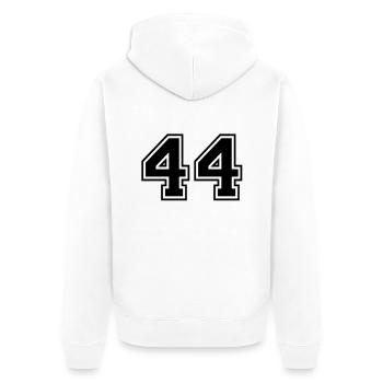 44 - Unisex Premium Bio Zip Hoodie - Weiß - Hinten - Thijin (182cm)