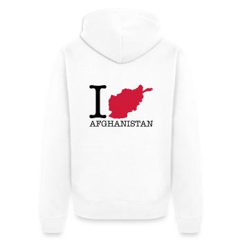 i_love_afghanistan_design_r2 - Unisex Premium Bio Zip Hoodie - Weiß - Hinten - Thijin (182cm)