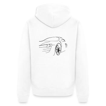 Motorsport Auto - Unisex Premium Bio Zip Hoodie - Weiß - Hinten - Thijin (182cm)