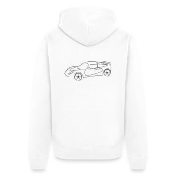 Sportwagen Rennen Tribal - Unisex Premium Bio Zip Hoodie - Weiß - Hinten - Thijin (182cm)