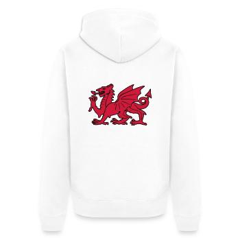 welsh red dragon wales cymru - Unisex Premium Organic Zip Hoodie - white - Back - Thijin (182cm)