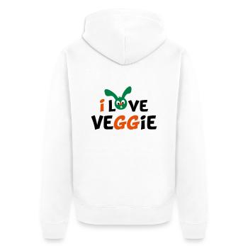 vegetarier - Unisex Premium Bio Zip Hoodie - Weiß - Hinten - Thijin (182cm)
