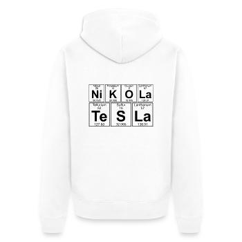 Ni-K-O-La Te-S-La (nikola_tesla) - Full - Unisex Premium Bio Zip Hoodie - Weiß - Hinten - Thijin (182cm)