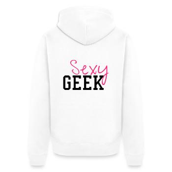 Sexy Geek - Unisex Premium Bio Zip Hoodie - Weiß - Hinten - Thijin (182cm)