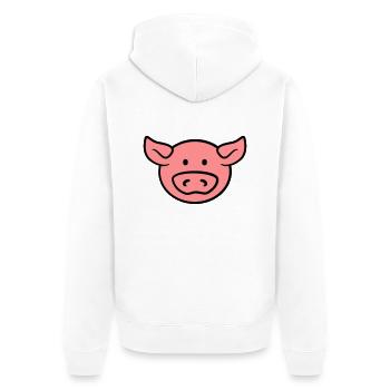 Süßes Niedliches Schweine Gesicht - Unisex Premium Bio Zip Hoodie - Weiß - Hinten - Thijin (182cm)