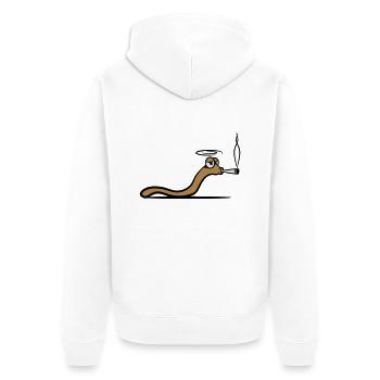 Wurm kiffen joint - Unisex Premium Bio Zip Hoodie - Weiß - Hinten - Thijin (182cm)