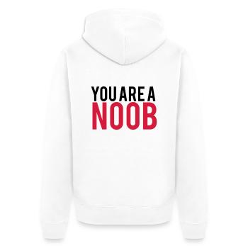 Vous êtes un Noob Logo - Veste à capuche bio Premium Unisexe - blanc - Dos - Thijin (182cm)