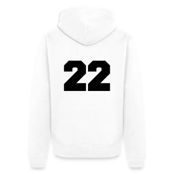 22 - Unisex Premium Bio Zip Hoodie - Weiß - Hinten - Thijin (182cm)