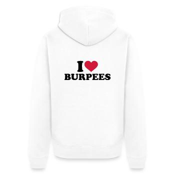 Burpees - Unisex Premium Bio Zip Hoodie - Weiß - Hinten - Thijin (182cm)