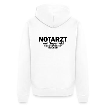 notarzt - Unisex Premium Bio Zip Hoodie - Weiß - Hinten - Thijin (182cm)