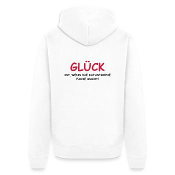Glück ist... - Unisex Premium Bio Zip Hoodie - Weiß - Hinten - Thijin (182cm)