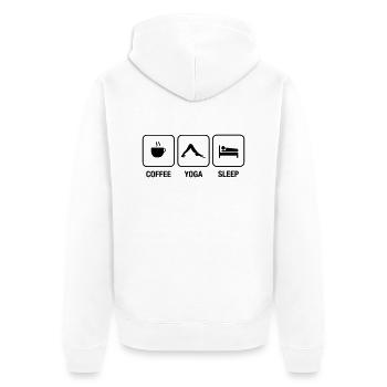 Coffee - Yoga - Sleep - Unisex Premium Bio Zip Hoodie - Weiß - Hinten - Thijin (182cm)