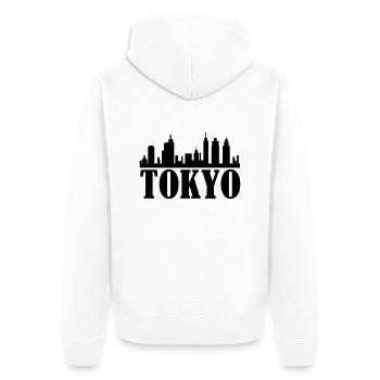 tokyo_01 - Unisex Premium Bio Zip Hoodie - Weiß - Hinten - Thijin (182cm)