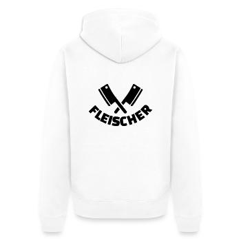 Fleischer - Unisex Premium Bio Zip Hoodie - Weiß - Hinten - Thijin (182cm)