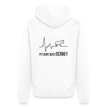my heart beats donkey - Unisex Premium Bio Zip Hoodie - Weiß - Hinten - Thijin (182cm)
