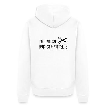 ich kam, sah und schnippelte - Unisex Premium Bio Zip Hoodie - Weiß - Hinten - Thijin (182cm)