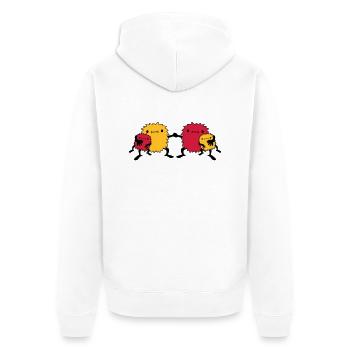 4 Monster Familie - Unisex Premium Bio Zip Hoodie - Weiß - Hinten - Thijin (182cm)