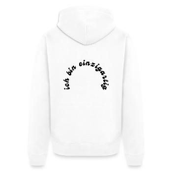 einzigartig - Unisex Premium Bio Zip Hoodie - Weiß - Hinten - Thijin (182cm)