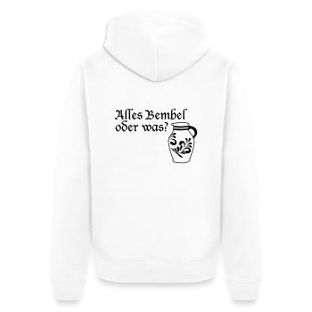 Alles Bembel oder was? #FrankfurtLiebe #FFM #069 - Unisex Premium Bio Zip Hoodie - Weiß - Hinten - Thijin (182cm)