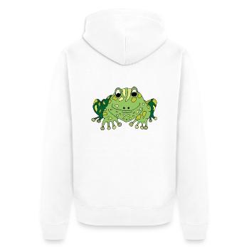 Frosch - Unisex Premium Bio Zip Hoodie - Weiß - Hinten - Thijin (182cm)