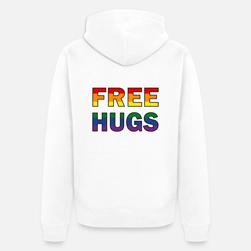 Gratuit Hugs Drapeau arc-en-ciel - Veste à capuche bio Premium Unisexe - blanc