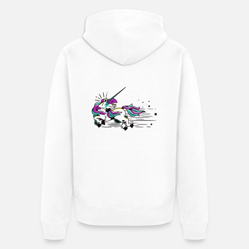 Fliegendes Einhorn - Unisex Premium Bio Zip Hoodie - Weiß